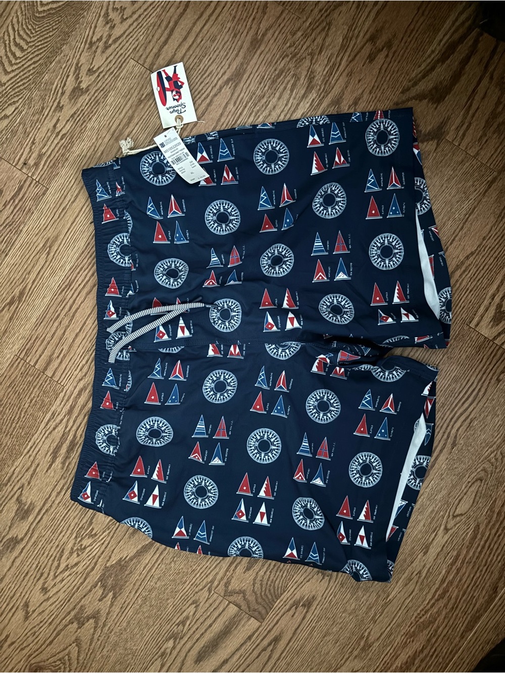 reyn spooner Navy Sailboat & Compass Print Swim Shorts